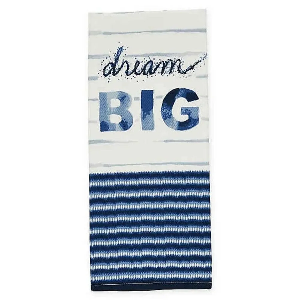 Ellen DeGeneres Dream Big Kitchen Dish Towels Blue Set of 2 100% Cotton 18x 28